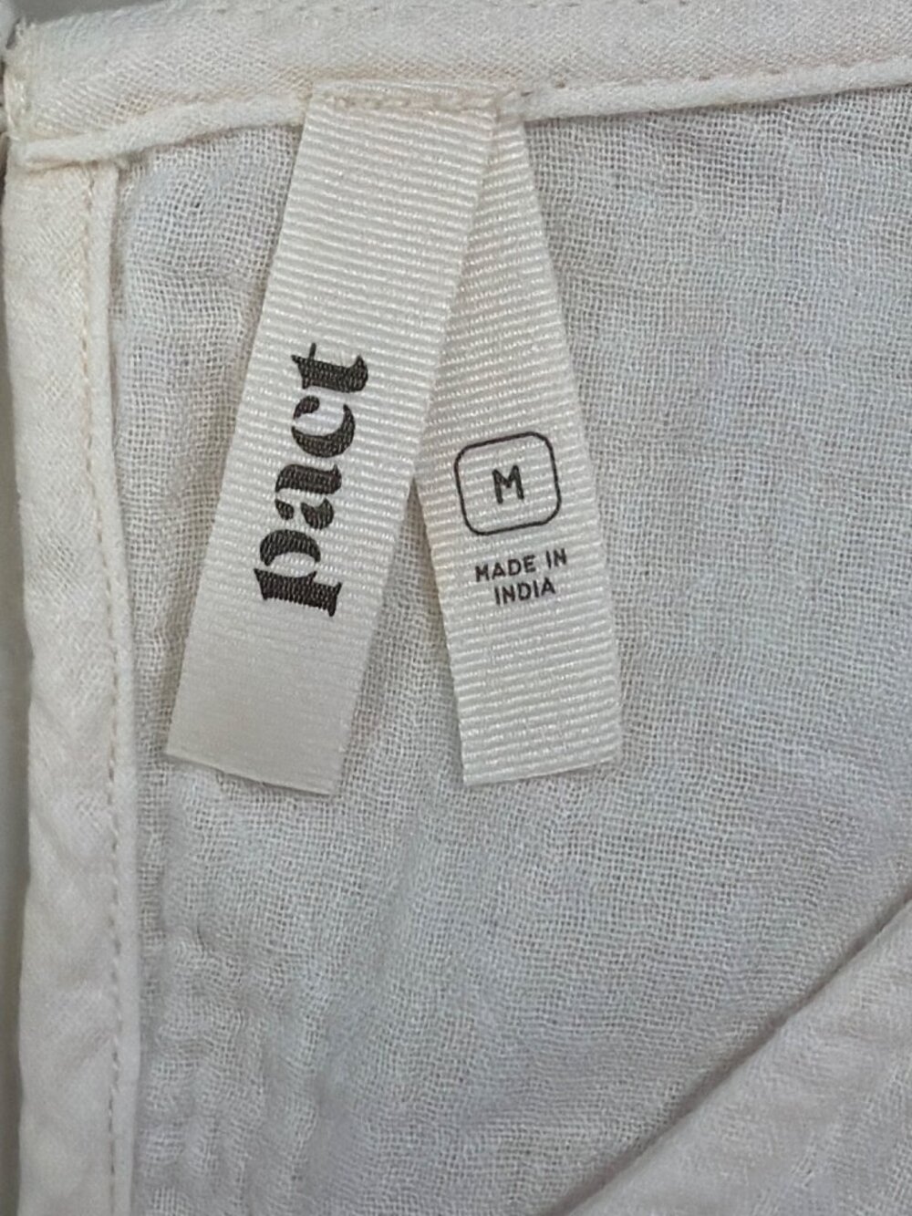New Pact Organic Cotton Double Gauze Beach To Brunch Dress Medium Ivory MSRP$138 - Picture 11 of 17